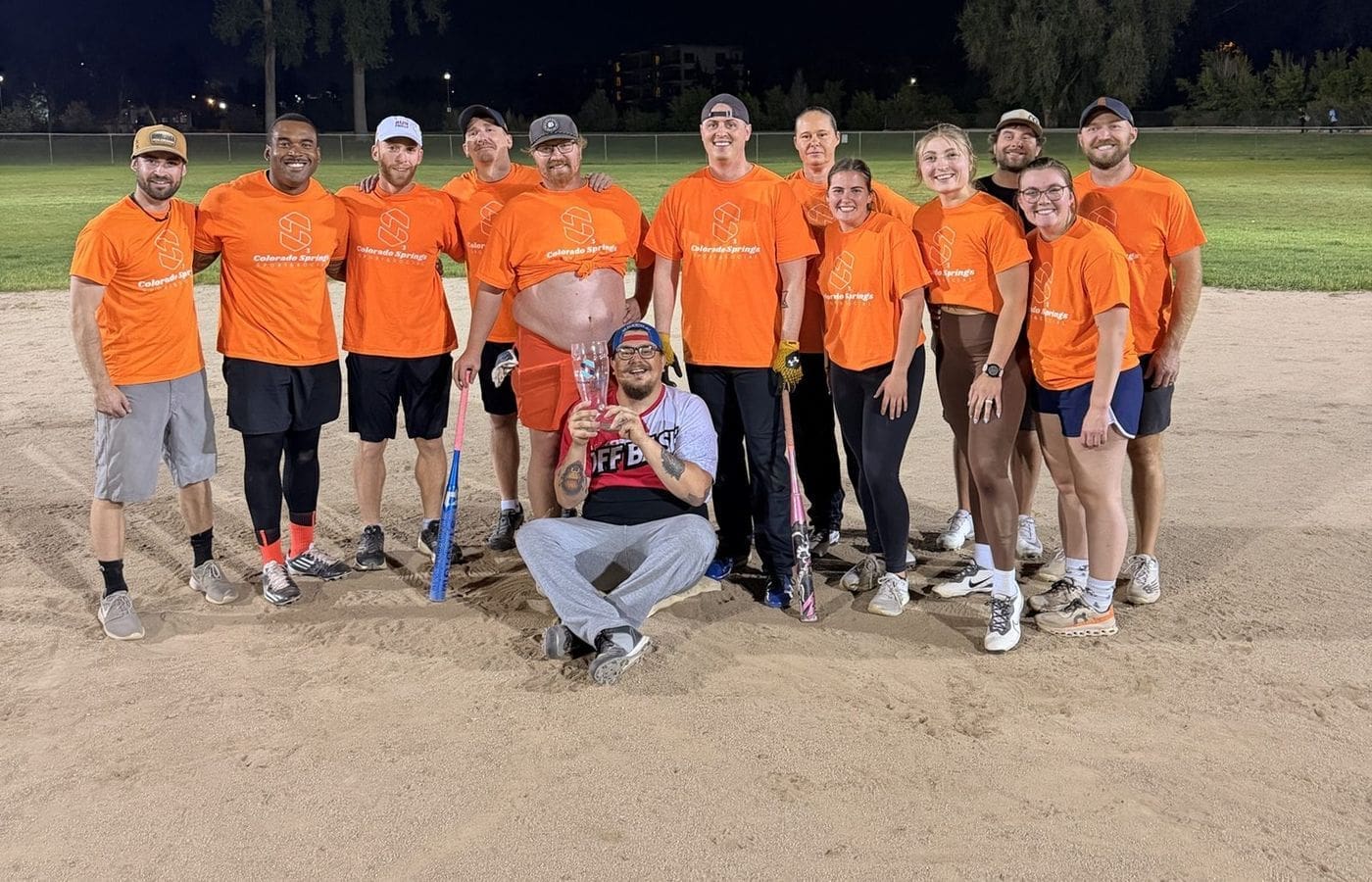 Colorado Springs Sport and Social softball team on the field